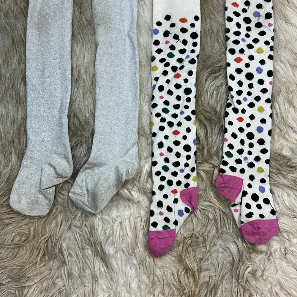 Size 4-5 Years Hanna Andersson Kids' Polka Dot and Glitter Tights Set